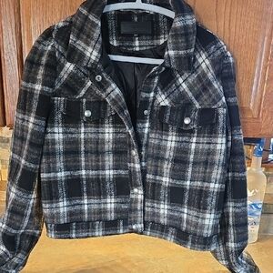 Plaid Black and Gray Women's Jacket